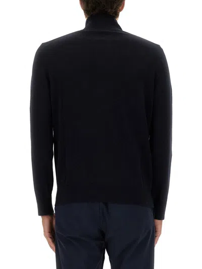 Hugo Boss Boss Zippered Sweater With Logo Patch In Black