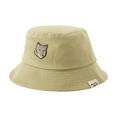 Maison Kitsuné Bold Fox Head Bucket Hat In Green