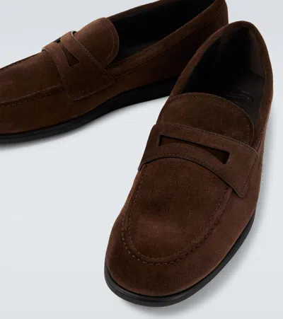 Church's Round-toe Suede Loafers With Penny Strap In Brown