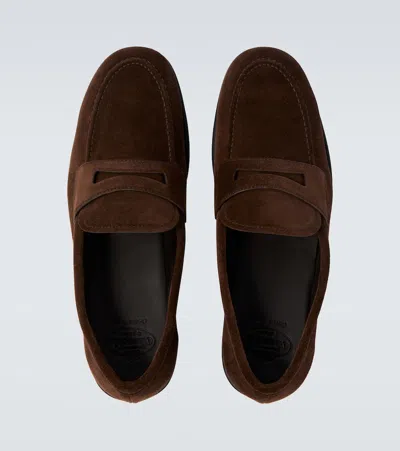 Church's Round-toe Suede Loafers With Penny Strap In Brown