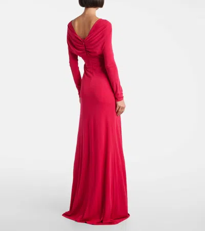 Christopher Esber Arced Palm Strapless Shawl Gown Cranberry In Pink