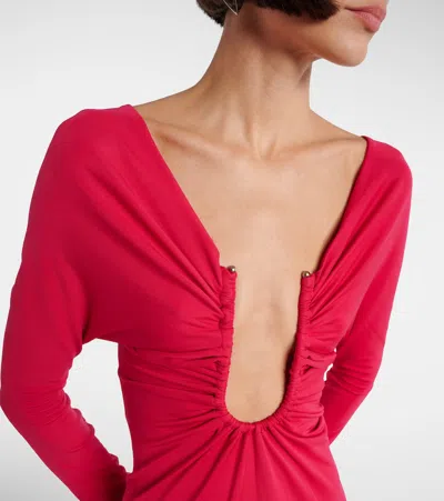 Christopher Esber Arced Palm Strapless Shawl Gown Cranberry In Pink