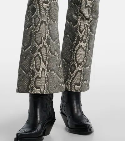 Gabriela Hearst Womens Greyscale Ezra Snake-pattern Bootcut Denim Jeans In Silver