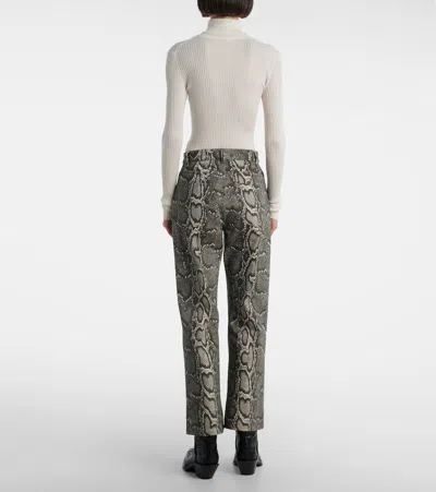 Gabriela Hearst Womens Greyscale Ezra Snake-pattern Bootcut Denim Jeans In Silver