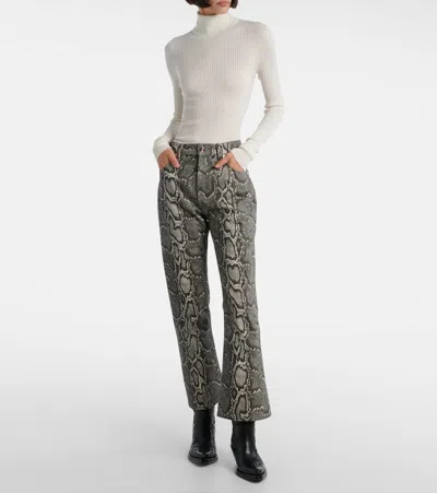 Gabriela Hearst Womens Greyscale Ezra Snake-pattern Bootcut Denim Jeans In Silver