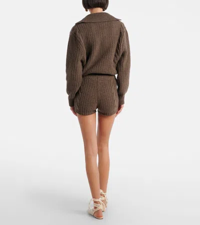 Magda Butrym Shorts Aus Kaschmir Mit Zopfstrickmuster In Brown