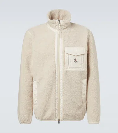Moncler Teddy-effect Fleece Sweatshirt With Zip And Pocket In Nude