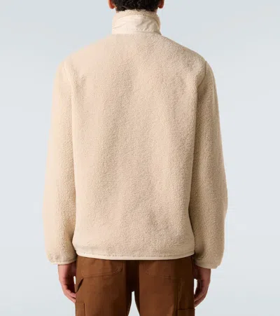 Moncler Teddy-effect Fleece Sweatshirt With Zip And Pocket In Nude