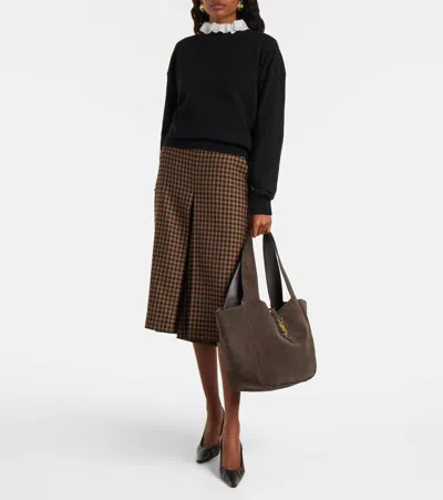 Saint Laurent Tote Bag Le 5 À 7 Bea Aus Veloursleder In Brown