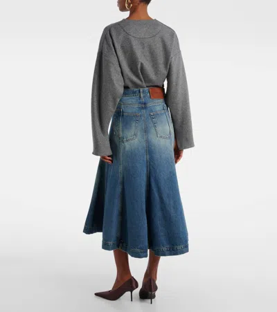 Victoria Beckham Midirock Aus Denim In Blue