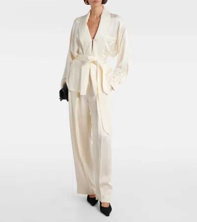 Victoria Beckham Weite Hose Aus Satin In White