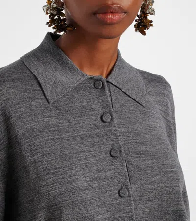 Dries Van Noten Polopullover Aus Wolle In Gray