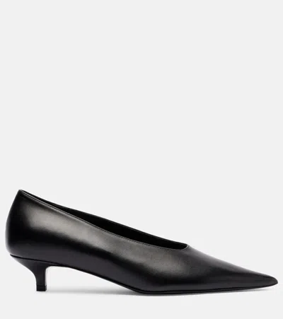 Totême Sharp Leather Kitten-heel Pumps In Black