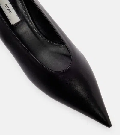 Totême Sharp Leather Kitten-heel Pumps In Black