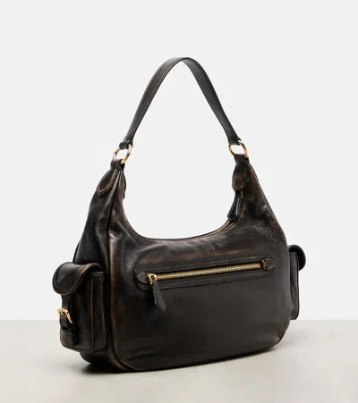 Miu Miu Womens Caffe Pocket Leather Top Handle Bag In Brown