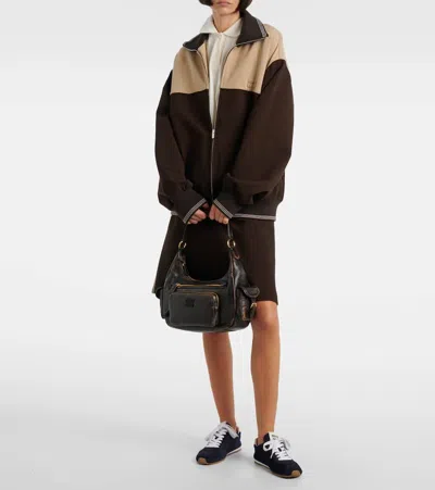 Miu Miu Womens Caffe Pocket Leather Top Handle Bag In Brown