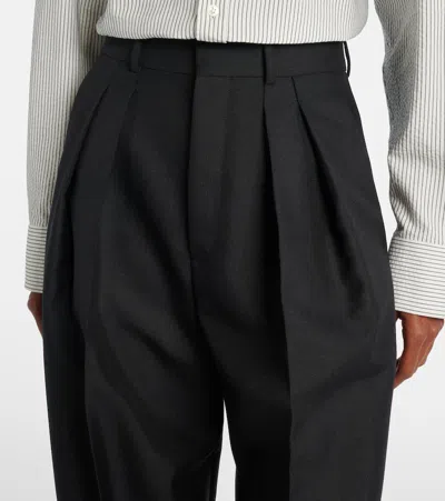 Saint Laurent Wide Leg Trousers With Pleats And Pockets In Black