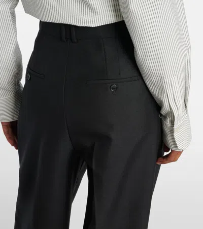 Saint Laurent Wide Leg Trousers With Pleats And Pockets In Black