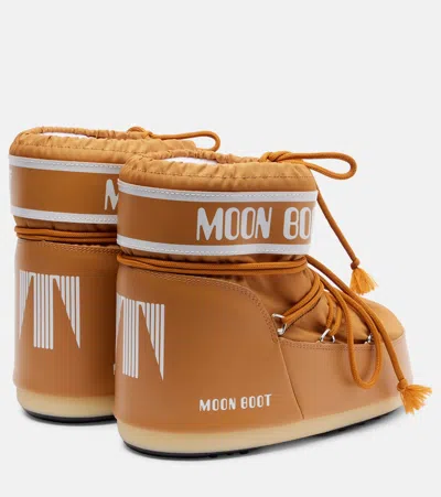 Moon Boot Icon Low Nylon Ankle Boots With Padded Shaft In Brown