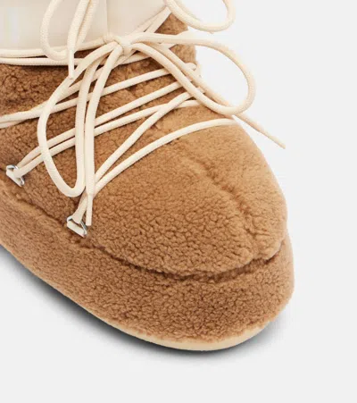 Moon Boot Camel Eco Fur Icon Low Ankle Boots In Brown