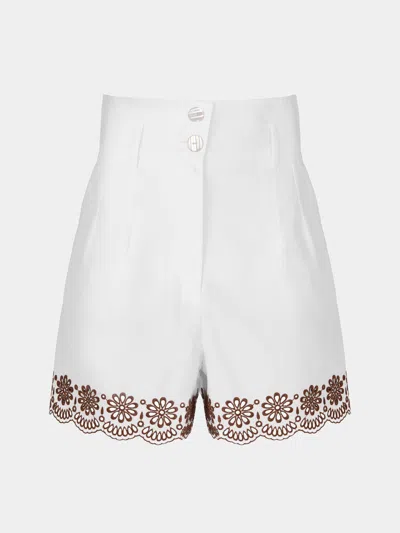 Loretta Caponi Rocchetta Embroidered Cotton Shorts Size: S