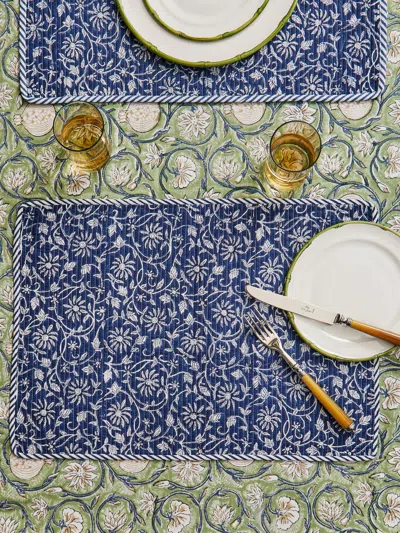 Chamois Margerita Block-printed Cotton Quilted Placemats (set Of 4)