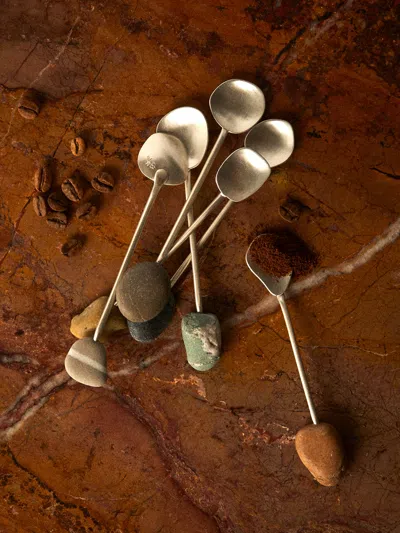 Thalia Maria Silver Sterling Silver And Pebble Espresso Spoons (set Of 6)