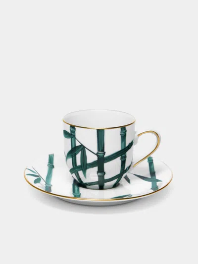 Marie Daage Jardin D'arashiyama Hand-painted Porcelain Coffee Cup And Saucer