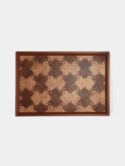 Mori Kougei Poke Marquetry Wood Tray (14.5in/37.5cm)