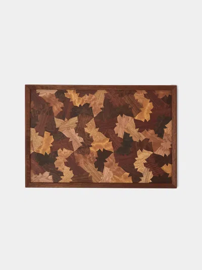 Mori Kougei Poke Marquetry Wood Tray (14.5in/37.5cm)