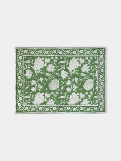 Chamois Indian Rose Block-printed Linen Placemats (set Of 4)