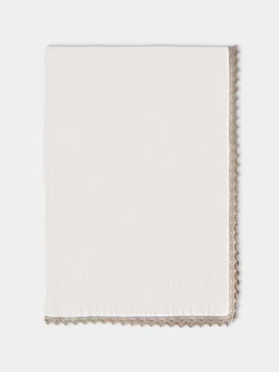 Borgo Delle Tovaglie Bagheria Embroidered Linen Square Tablecloth (98.5in/2.5m)
