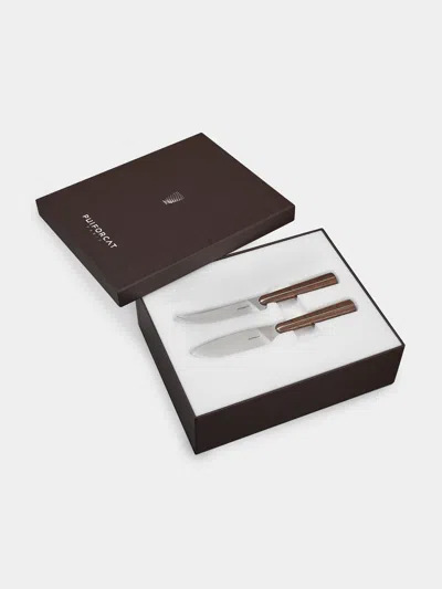 Puiforcat Couteaux D'orfèvre Stainless Steel And Wood Cheese Knives (set Of 2)