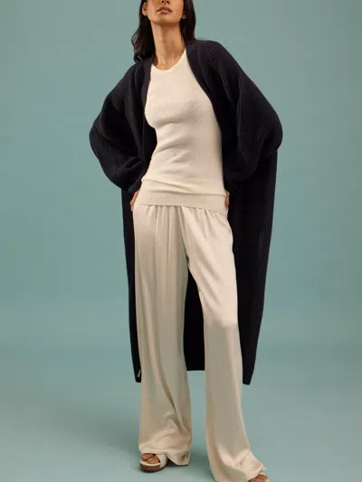 Dušan Ribbed Wool Long Cardigan One Size