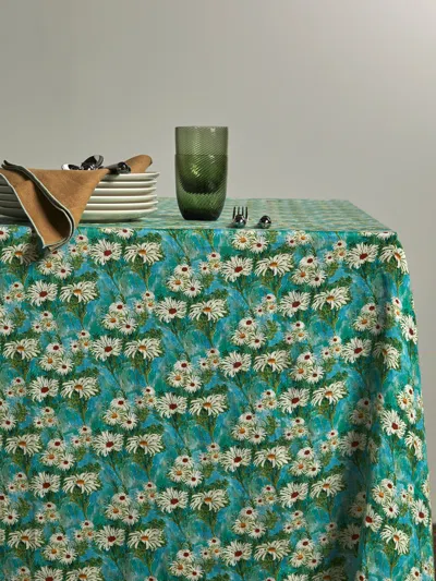 The House Of Lyria Daisies Linen Rectangular Tablecloth (138in/3.5m)