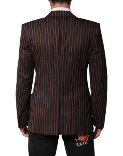 Dolce & Gabbana Black Brown Stripe Single Breasted Blazer In Brown