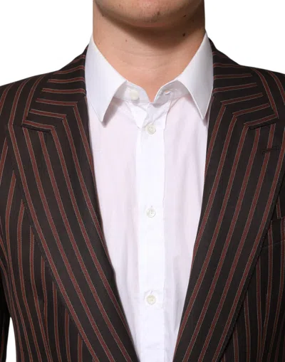 Dolce & Gabbana Black Brown Stripe Single Breasted Blazer In Brown