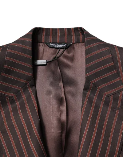 Dolce & Gabbana Black Brown Stripe Single Breasted Blazer In Brown