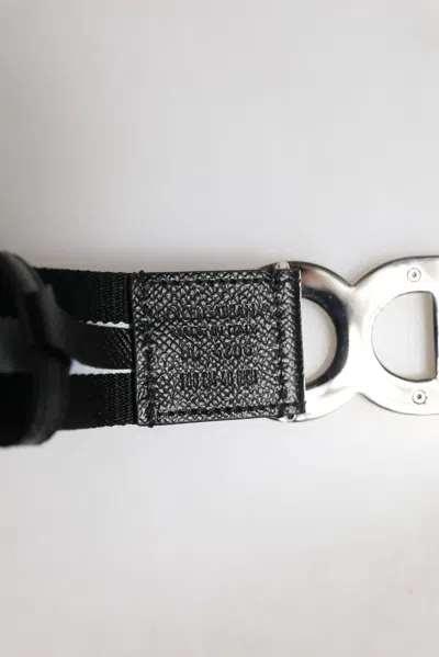 Dolce & Gabbana Black Cotton Metal Dg Logo Gold Buckle Belt In Black