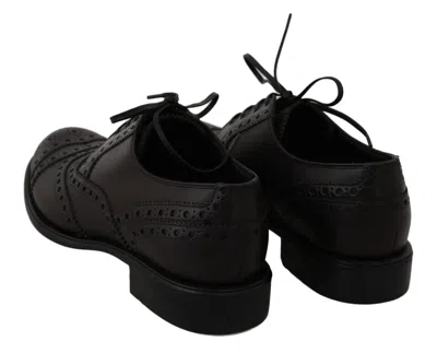 Dolce & Gabbana Black Leather Wingtip Oxford Dress  Men's Shoes In Burgundy