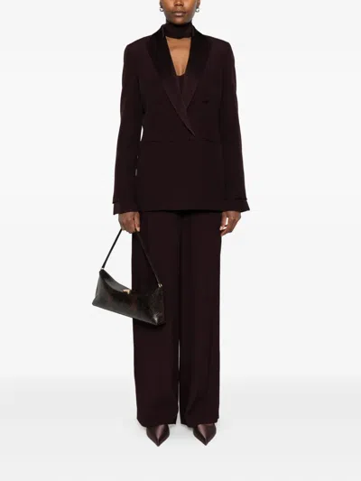 Raquel Diniz Double-breasted Tailored Jacket In Deep Burgundy In Red