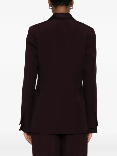Raquel Diniz Double-breasted Tailored Jacket In Deep Burgundy In Red