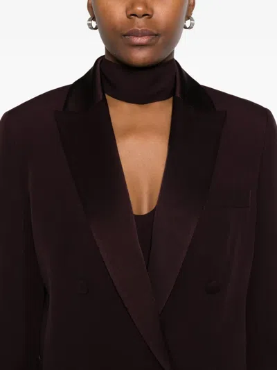 Raquel Diniz Double-breasted Tailored Jacket In Deep Burgundy In Red