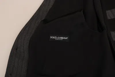 Dolce & Gabbana Gray Wool Patterned Slim Vest In Black