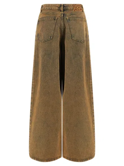 Alanui Desert Rose Pleat-detailed Acid-wash Jeans In Brown
