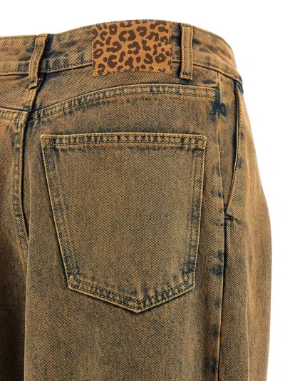 Alanui Desert Rose Pleat-detailed Acid-wash Jeans In Brown