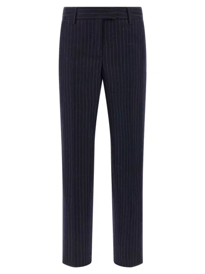 Alberto Biani Franca Pinstripe Wool Trousers In Black