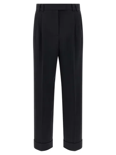 Alberto Biani Tailored Trousers With Cuffed Hem And Pleats In Blue
