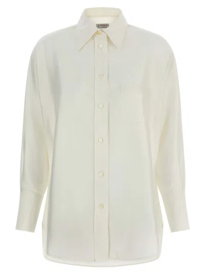 Alberto Biani Comfort Fit Silk Shirt With Asymmetrical Hem In White