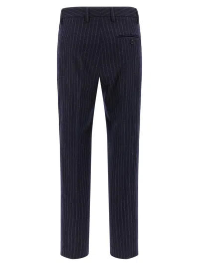 Alberto Biani Franca Pinstripe Wool Trousers In Black